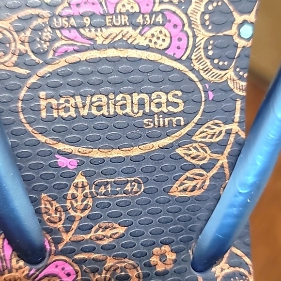 HAVAIANAS SLIM ORGANIC 3GARNETS AND SAPPHIRE THONG FLIP FLOP WOMEN'S SANDAL 41 - Picture 7 of 7
